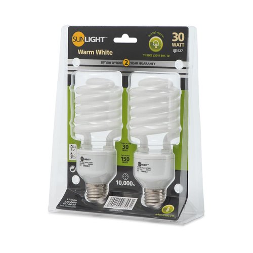 זוג נורות מיני ספירל 30W E27 אור קר